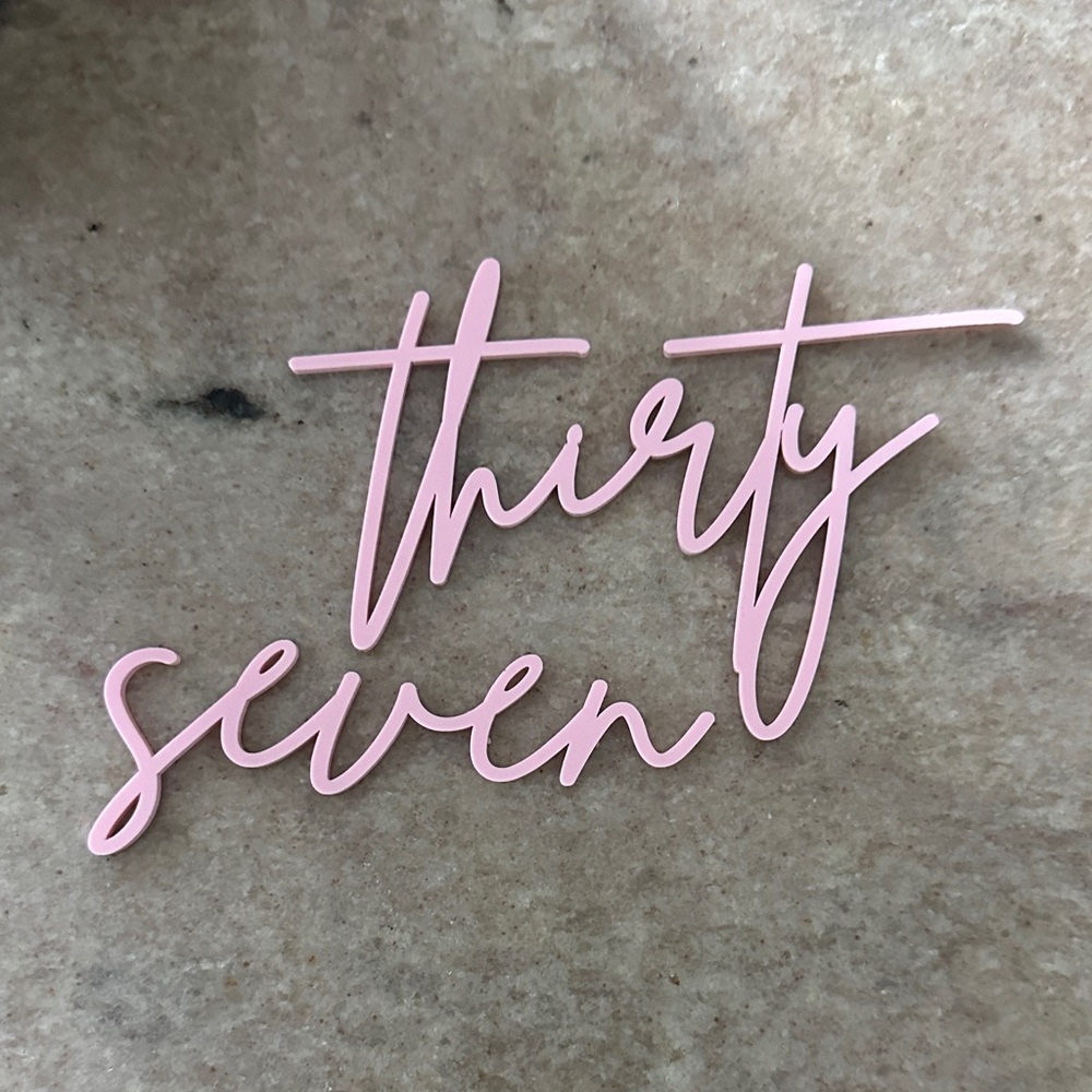 Pink Script Number Sign - Cake topper